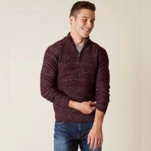 NEW Guess Mauve Black Long sleeve knitted crewneck henley Sweater size XL